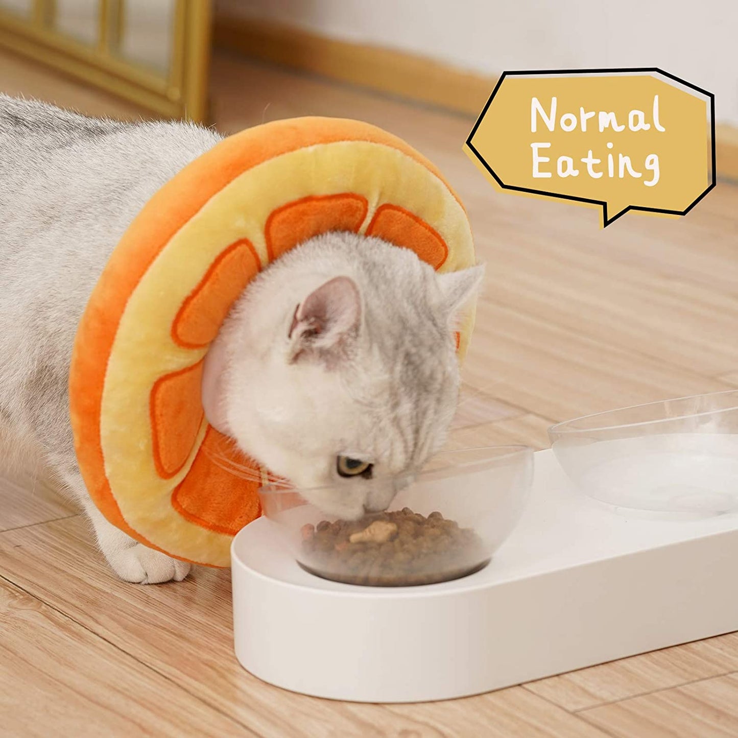 ANWA Adjustable Cat Cone Collar Soft, Cute Cat Donut Collar after Surgery, Kitten Recovery Cones to Stop Licking
