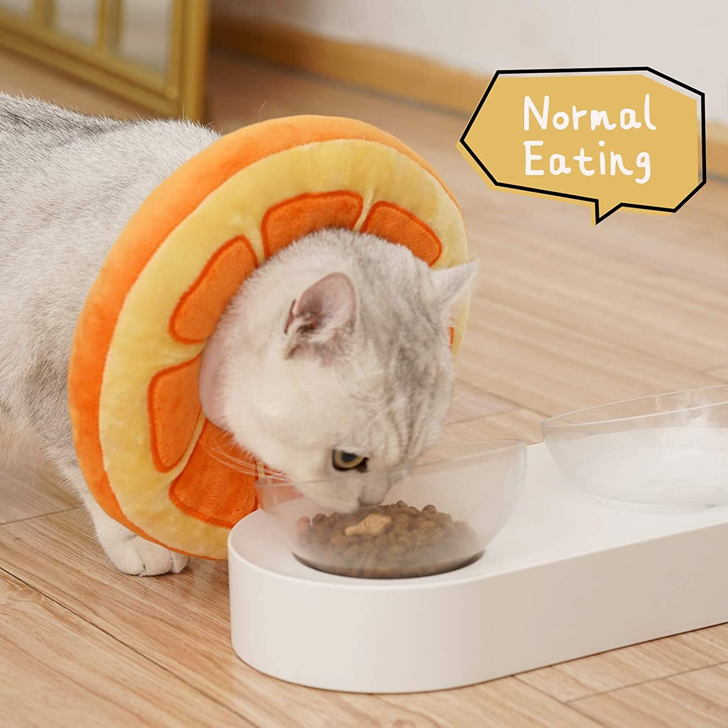 ANWA Adjustable Cat Cone Collar Soft, Cute Cat Donut Collar after Surgery, Kitten Recovery Cones to Stop Licking