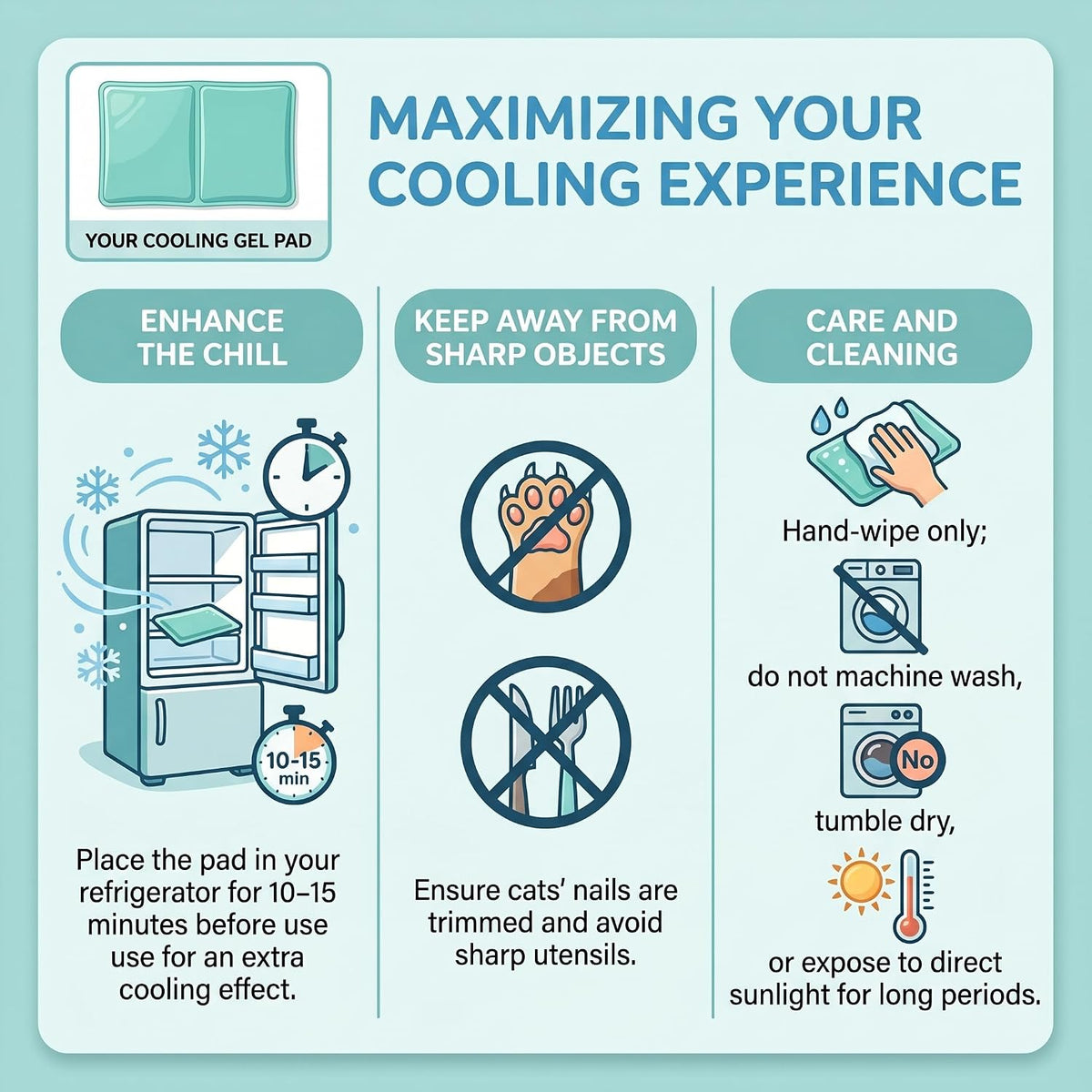 Cooling Gel Pad for Sleep - No Refrigeration Needed | Instant Relief for Hot Flashes, Night Sweats, Headaches & Muscle Pain | Dual-Sided Comfort Pillow Cooler for Adults, Kids & Pets (1, Mint Green)