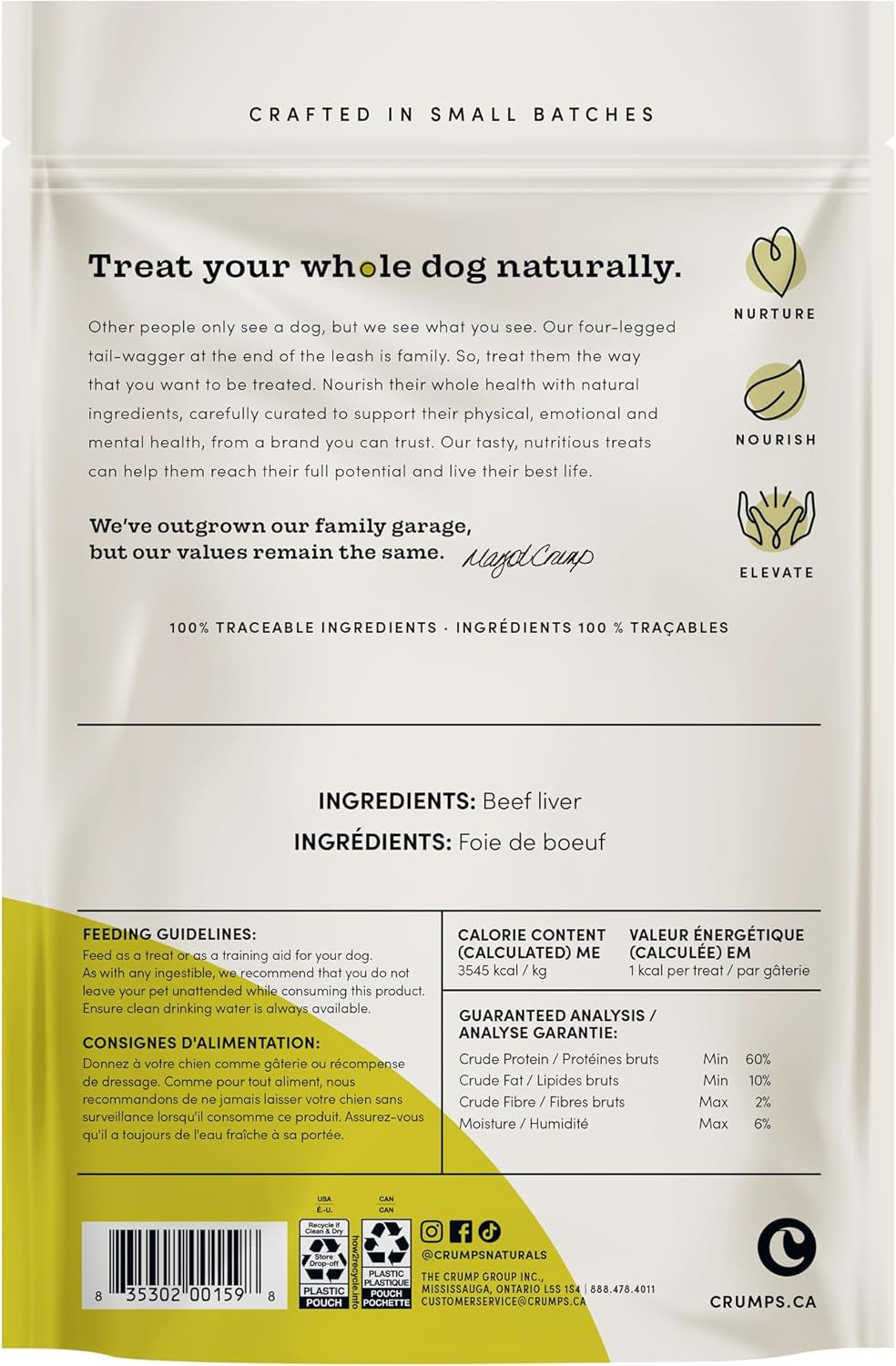 Crumps' Naturals Freeze Dried Beef Liver Mini Trainers, 4.4Oz, Dog Treats