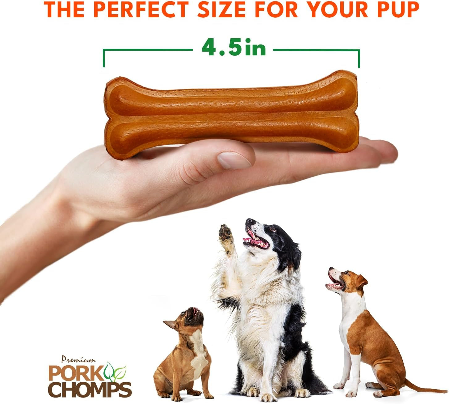 Pork Chomps Roasted Pressed Pork Skin Dog Chews, 4.5-Inch Bone, 2 Count