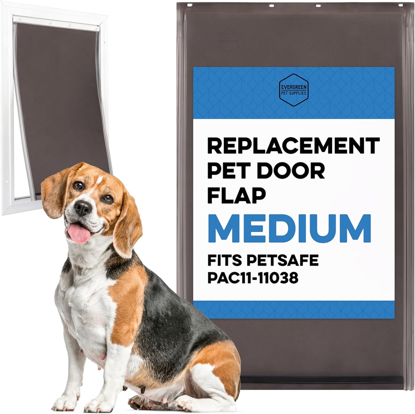 Evergreen Pet Supplies Dog Door Replacement Flaps - Compatible with Petsafe Freedom PAC11-11038 - Medium Brown 8.25" X 12.25" - Weather-Resistant Replacement Flap for Sliding Glass Inserts