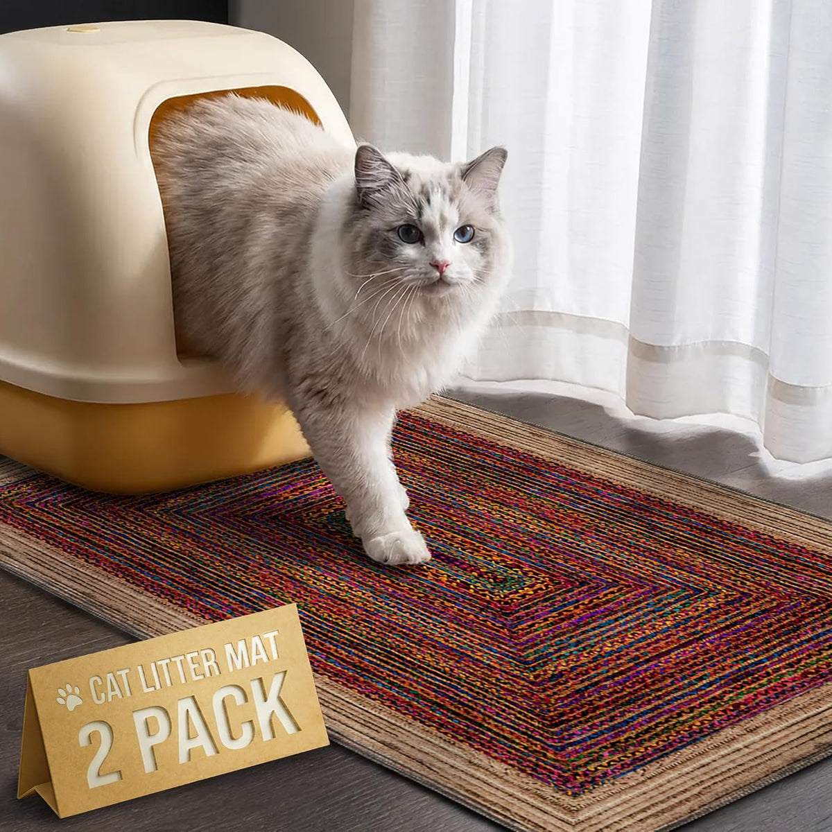Washable Pee Pads for Cats & Dogs, 24"X36" 2Pc, as Litter Box Mats