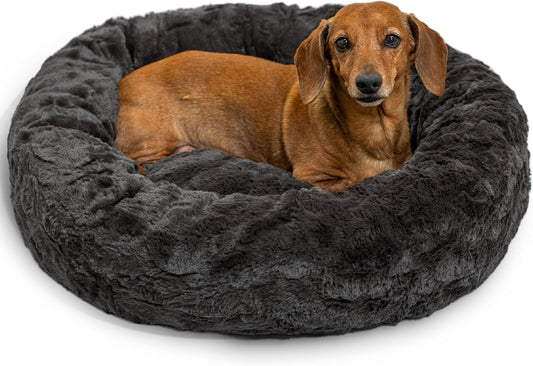 Best Friends by Sheri Original Calming Donut Dog Bed, Mink Dark Gray, 23"