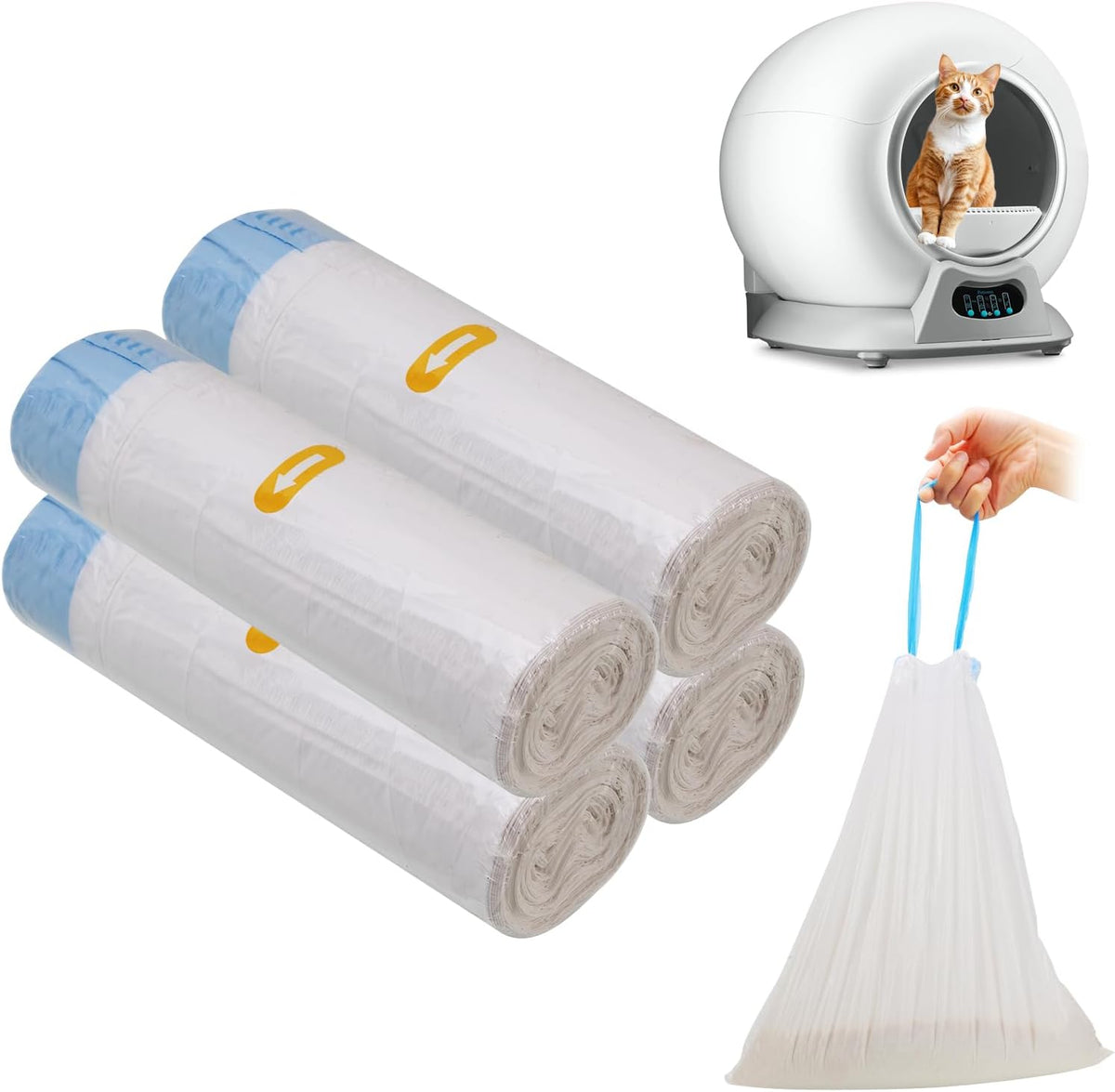Litter Bags Compatible with Petcove,Durable Replacement Bags Compatible with Petcove Self Cleaning Box,18 X 16 Litter Bag Compatible with Petcove,4 Rolls