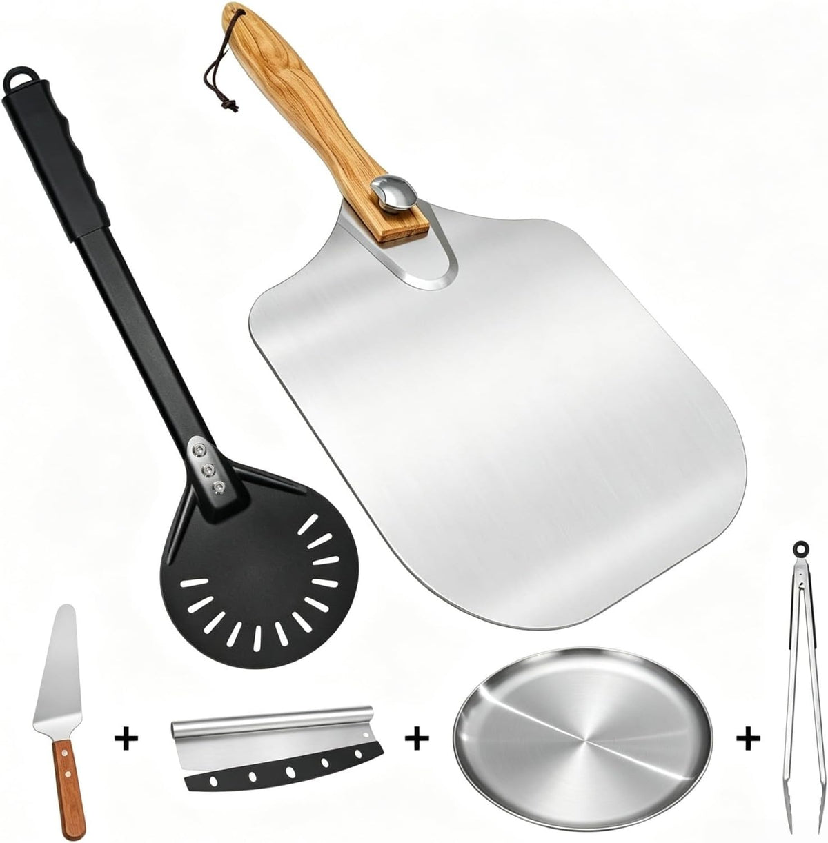 Pizza Peel Aluminum 12 Inch, 6-Pack Pizza Oven Accessories Set