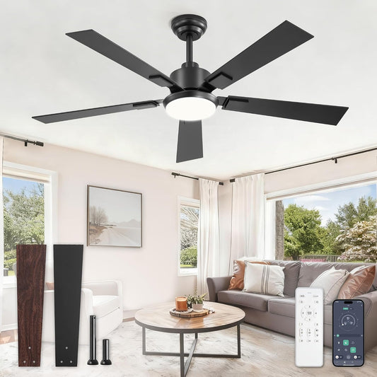 52 Inch Ceiling Fans with 3000-6000K Dimmable Lights and Remote