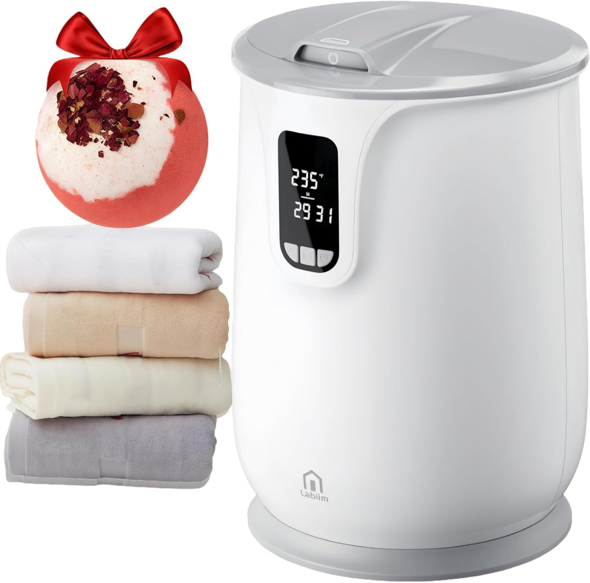 Labiim [Upgrade Smart Touch Screen] Towel Warmer, 24H Preset Heated Towel Warmer Bucket 20L Large Fast Heating for Bathroom Spa & Robes Blankets Heater Dryer for Home Families Pj‘S & More, Grey