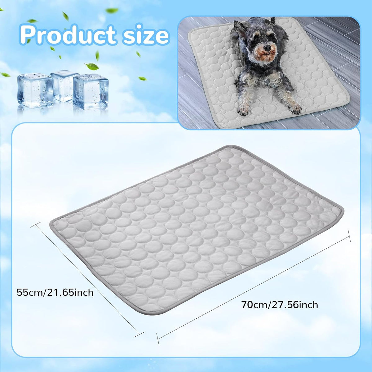Summer Dog Cooling Mat - Washable Ice Silk Self Cool Pad, No Freeze Needed, Breathable, Washable, Portable Cooling Mat for Small Medium Large Dogs and Cats (39"X27")