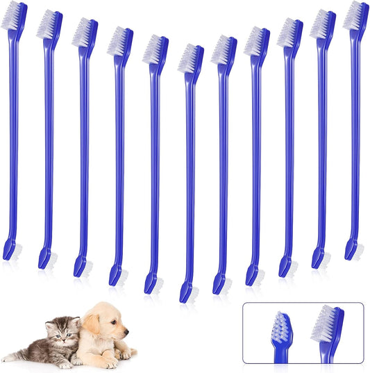 Patelai 100 Pcs Dog Toothbrush Kit, Dual Head Pet Dental Supplies