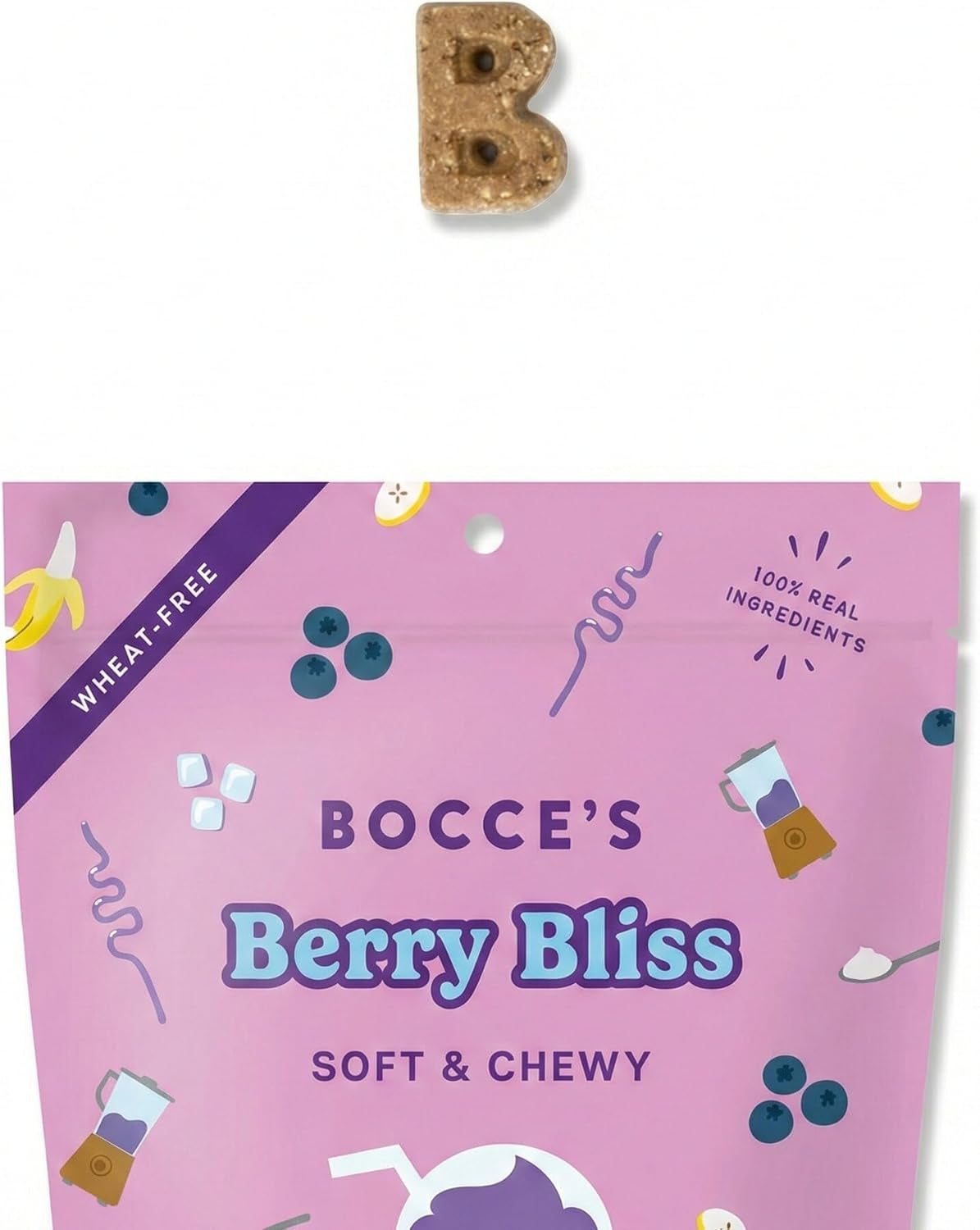Bocce'S Bakery Berry Bliss Smoothie + Nutty 'Nana Dog Treat Bundle – Natural, Wheat-Free Soft & Chewy Cookies Made with Real Ingredients and Baked in the USA – 2 Pack Bundle