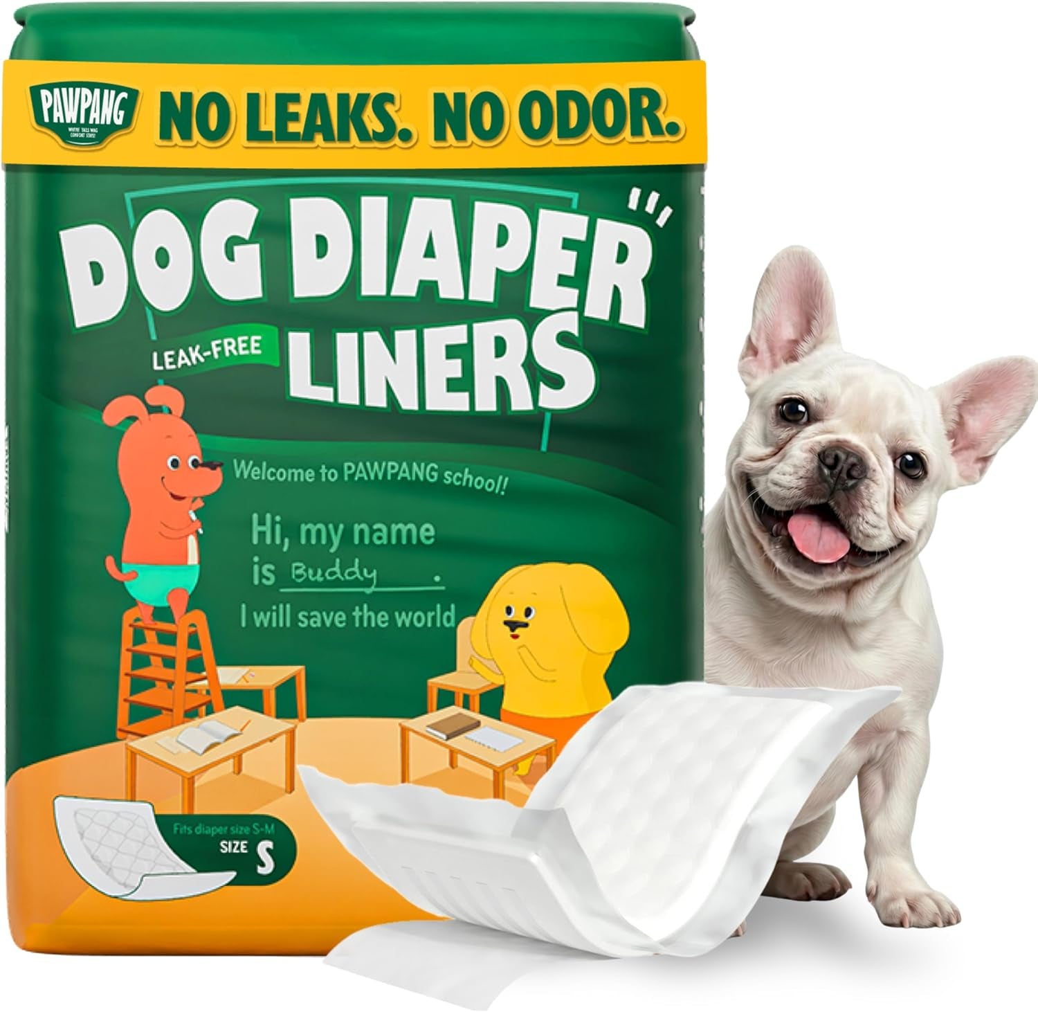 PAWPANG Dog Diaper Liners, Booster Pads for Male & Female Dogs, 100Ct, S | Extra Leak Protection