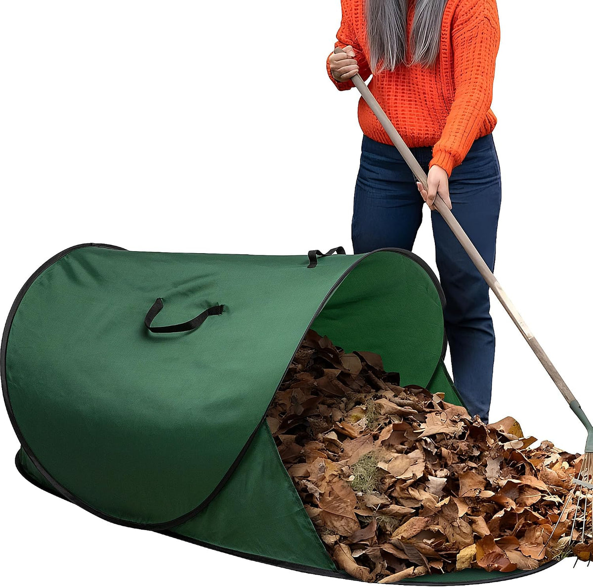 150 Gallon Foldable Pop up Leaf Collector, Large Leaf Pickup and Loader Bag