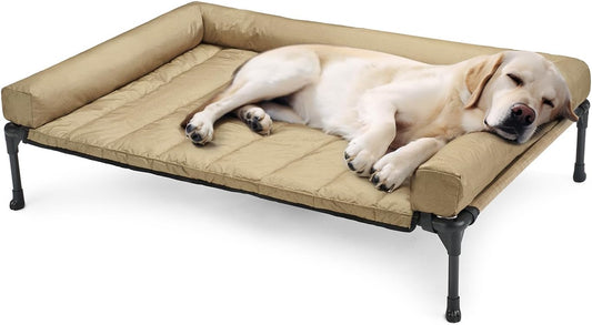 Veehoo Outdoor Elevated Dog Bed with Waterproof Bolster Cushion, Cooling
