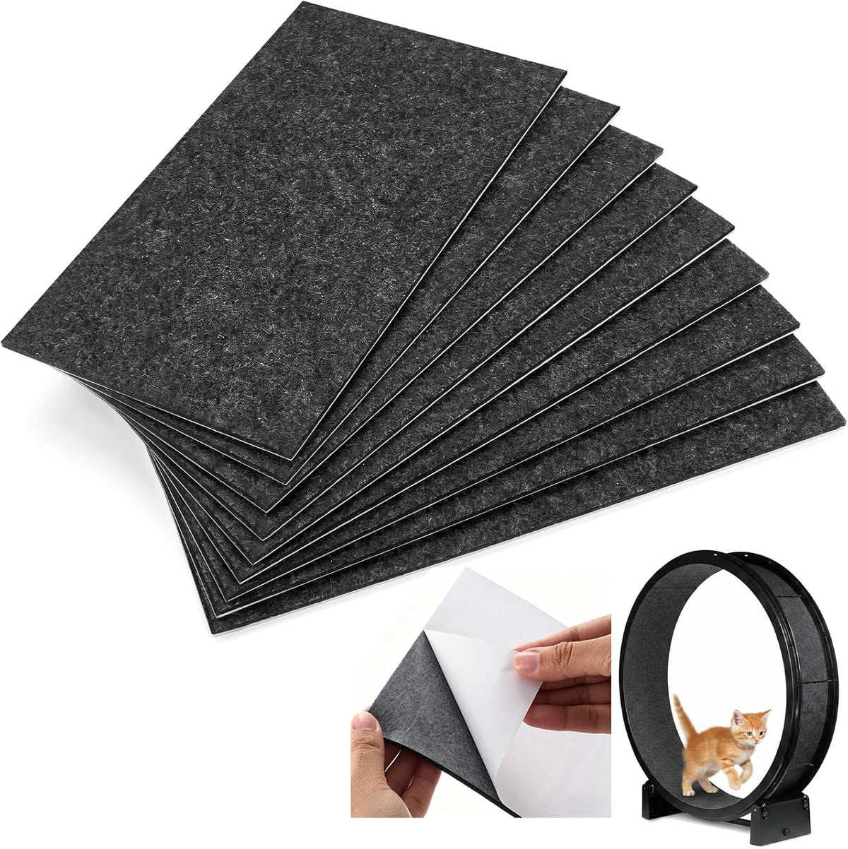 Ripeng 9 Pieces Cat Outer Wheel Pads Compatible with Cat Wheel Replacement Self Adhesive Felt Pads Durable and Non-Toxic Exercise Accessories