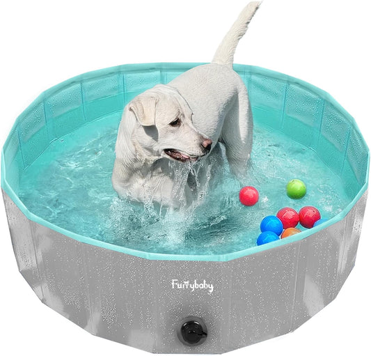 Furrybaby Collapsible Dog Pool, Non-Slip Bath Tub for Pets & Kiddies 32X9In