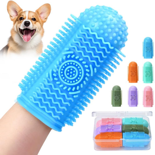 6Pcs Silicone Dog Toothbrush,360° Dog Tooth Brushing Kit,Finger Toothbrush,Cat Tooth Brush,Teeth Cleaning,Dogs Cats Teeth Cleaning Dental Care