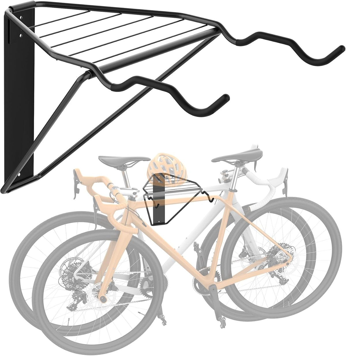 WALMANN Wall Mounted Horizontal Bike Rack, Foldable Bicycle Storage