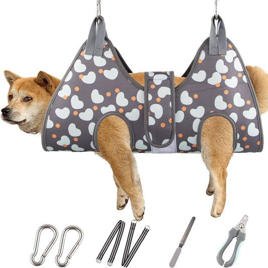 Dog Grooming Hammock with Nail Clippers, XL Large Dog Grooming Sling Helper