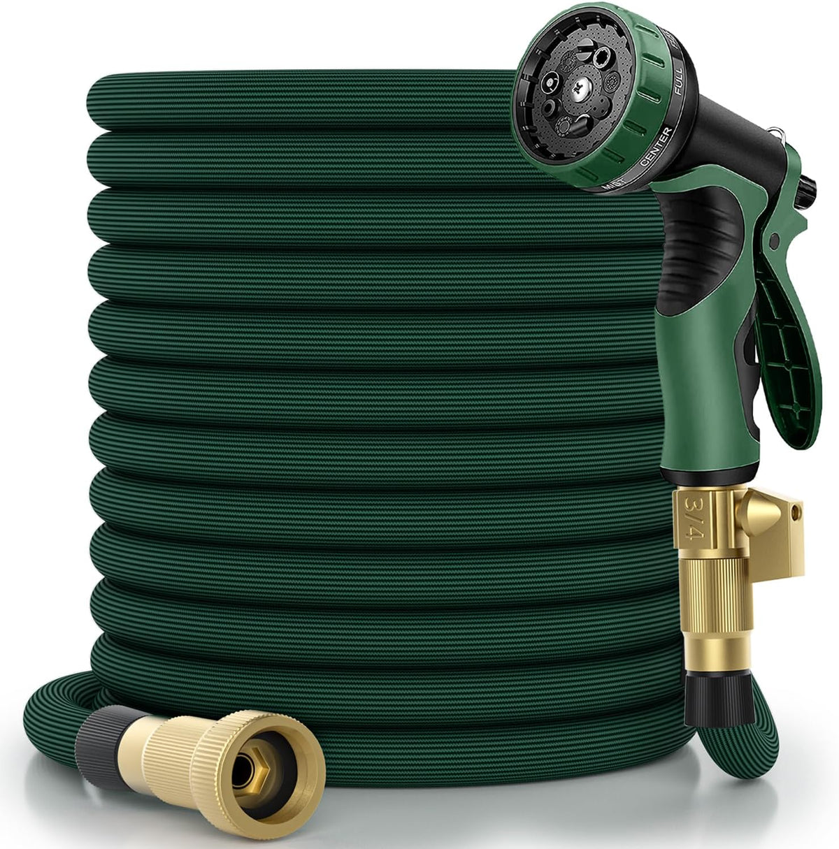 Garden Hose 50 Ft, 2026 Upgraded Kink Free Flexible Water Hose 50Ft with 10 Pattern Spray Nozzle, Leak-Proof, Portable, Ultra Lightweight & Durable Garden Hose for Yard, Lawn, Outdoor (Darkgreen)