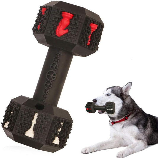 Dog Toys for Aggressive Chewers, Indestructible Dog Training Toys for Large and Medium Dogs (Dumbbell Dog Toys, 7.8" XL Large，Black)