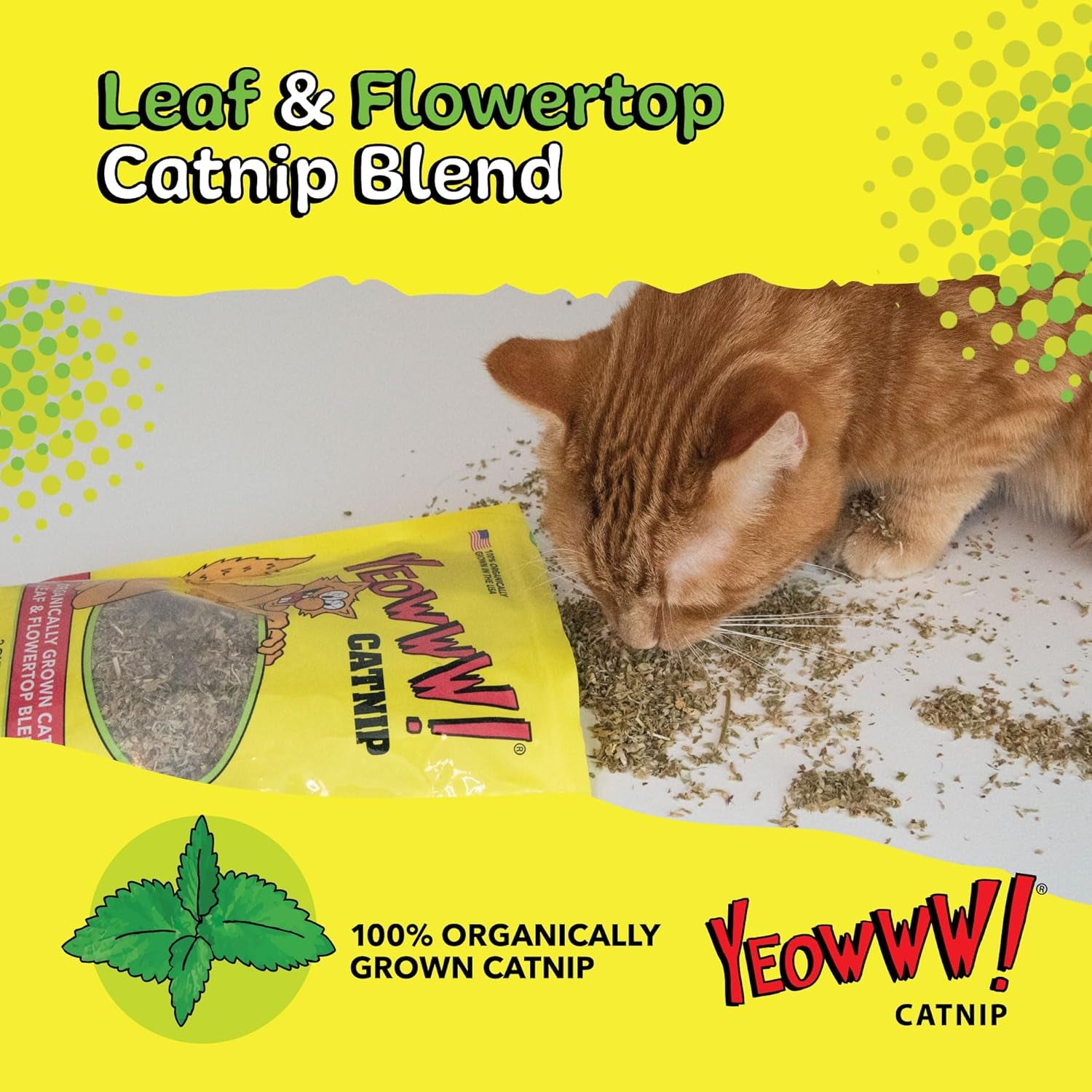 Yeowww! Organically Grown Catnip for Cats - 2Oz Pouch - Premium Leaves & Flower Tops - No Fillers - Chemical-Free - Grown in the USA