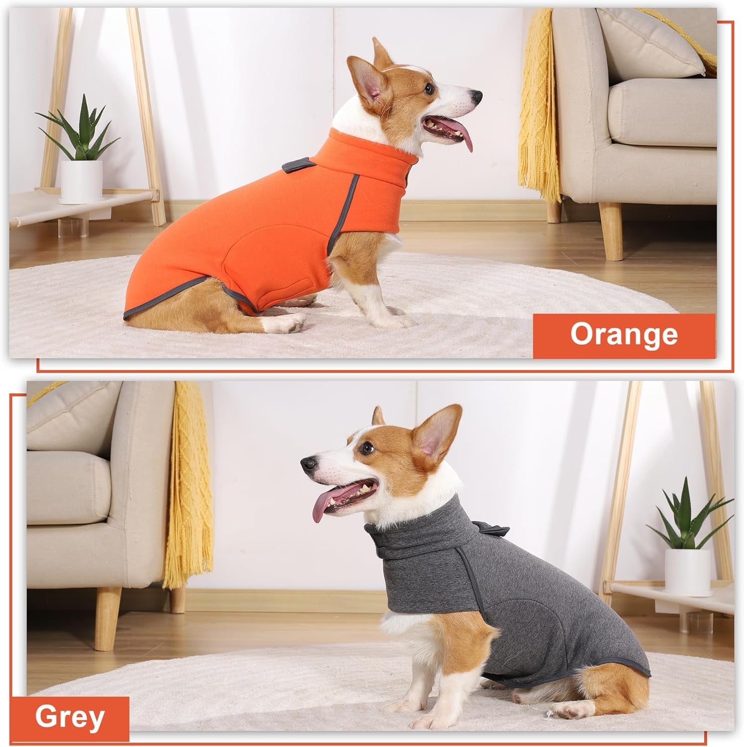 Dog Winter Coat, Fleece Dog Sweater, Cold Weather Jacket Vest Shirt Pajamas Jumpsuit Apparel Pet Outfits for Walking Hiking Sleep, Orange 3XL