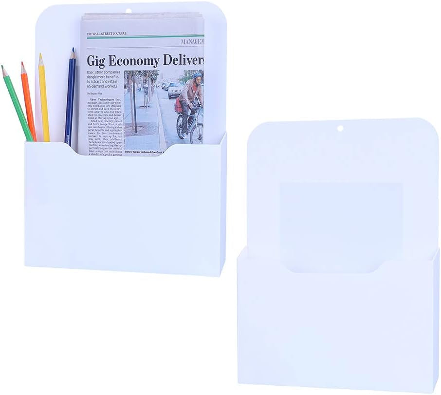 Antner 2 Pack Magnetic File Holder Letter Size Magnetic Wall File Organizer Office Supplies Mail Planners Case for Whiteboard, Refrigerator, Metal Locker, White