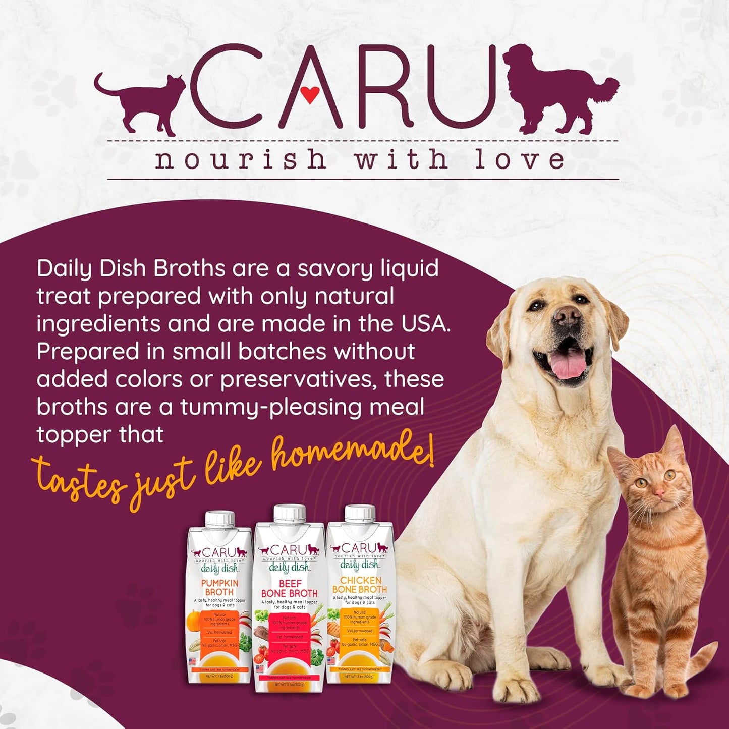 CARU - Daily Dish Pumpkin Broth Meal Topper for Dogs & Cats - Savory Pour-Over Broth - 1.1 Lbs.