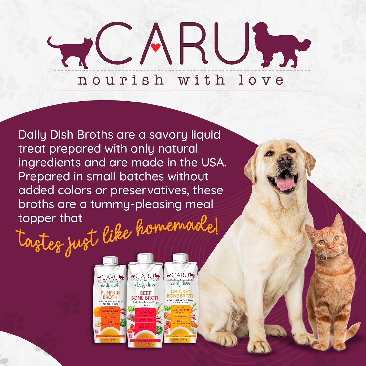 CARU - Daily Dish Pumpkin Broth Meal Topper for Dogs & Cats - Savory Pour-Over Broth - 1.1 Lbs.
