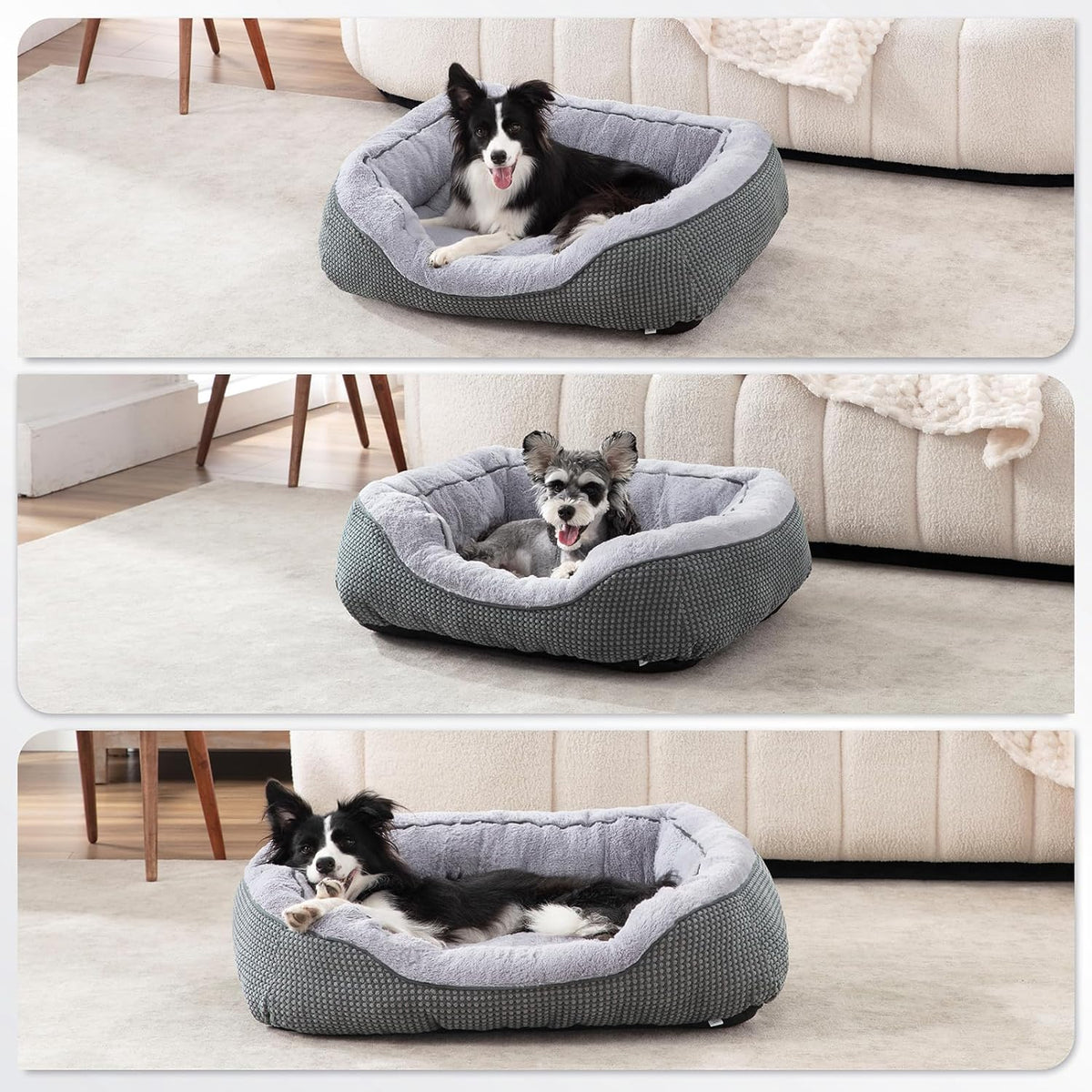 INVENHO Dog Bed for Small Dogs - Washable, Orthopedic, Calming & Warming - Durable Pet Bed with Anti-Slip Bottom (25"X21"X8")