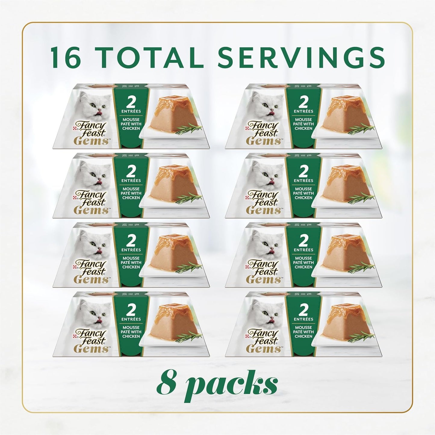 Fancy Feast Gems Pate Cat Food Mousse with Chicken and a Halo of Savory Gravy Cat Food - (Pack of 8) 4 Oz. Boxes