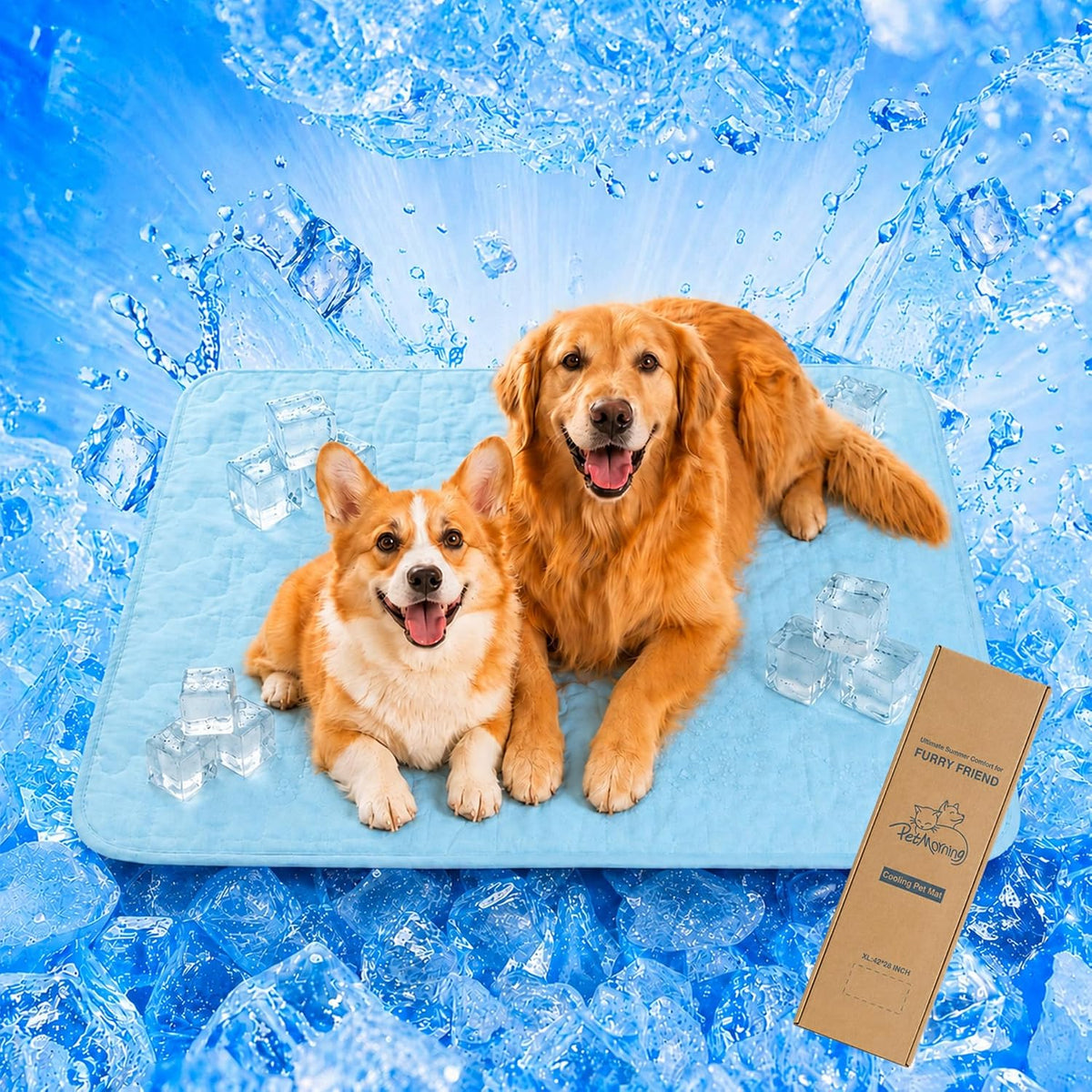 Cooling Dog Mat X-Large, Breathable 3D Mesh No-Gel Pad, Blue