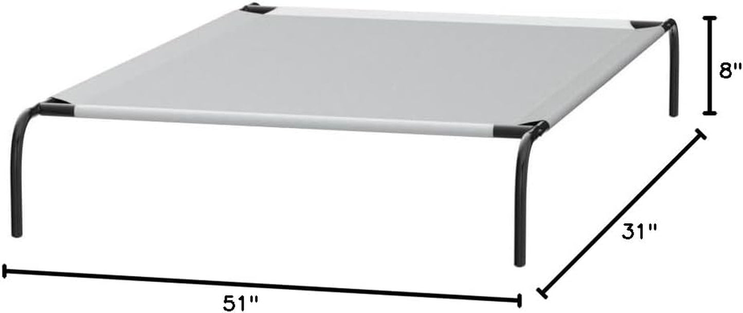 Amazon Basics Cooling Breathable Elevated Dog Bed with Metal Frame for Large Dogs, 51" X 31" X 8", Grey