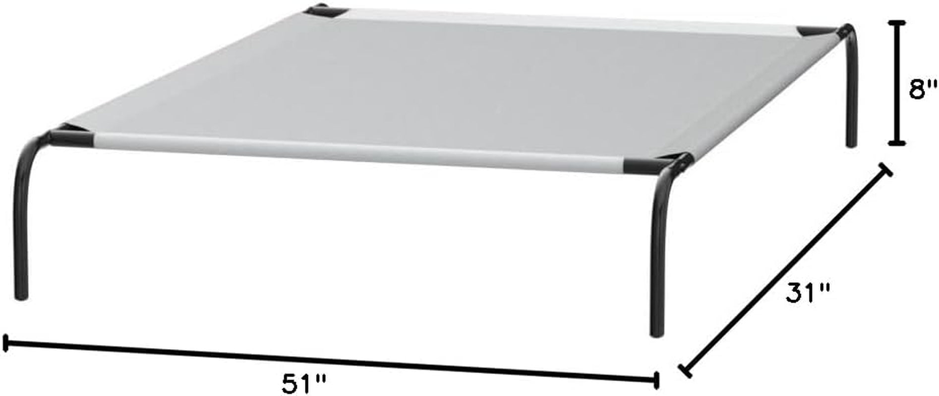 Amazon Basics Cooling Breathable Elevated Dog Bed with Metal Frame for Large Dogs, 51" X 31" X 8", Grey