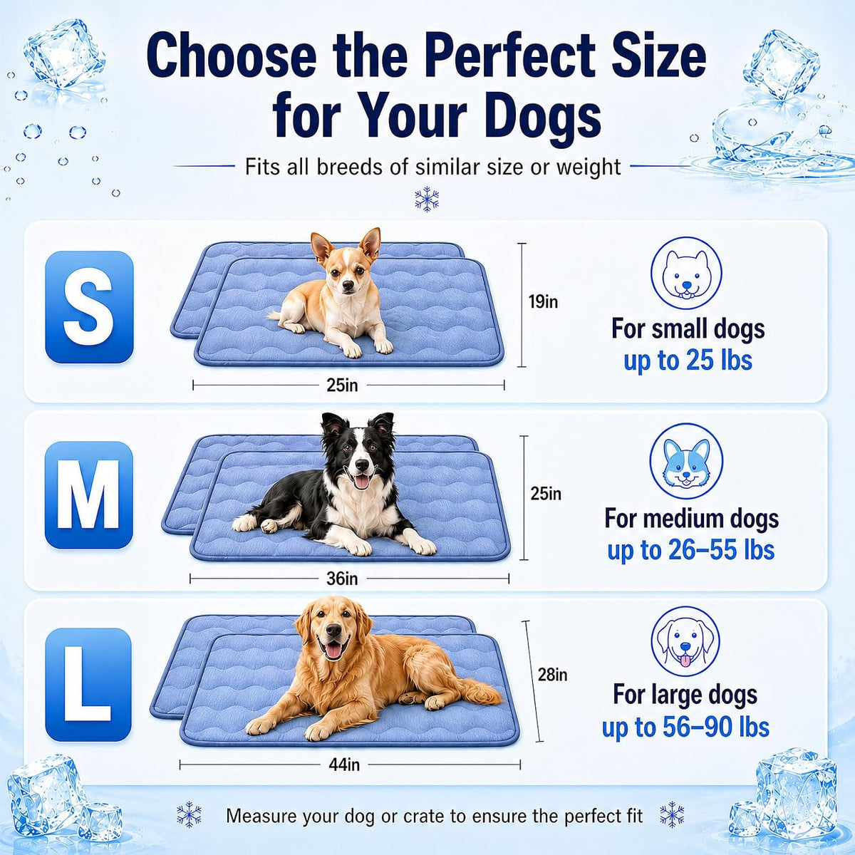 2 Pack Dog Cooling Mats, 44 X 28 in Q-Max 0.5+ Self-Cooling Pet Pads