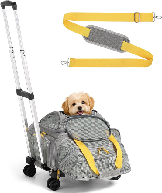 17X13X8 TSA Airline Approved Expandable Pet Carrier with Wheels