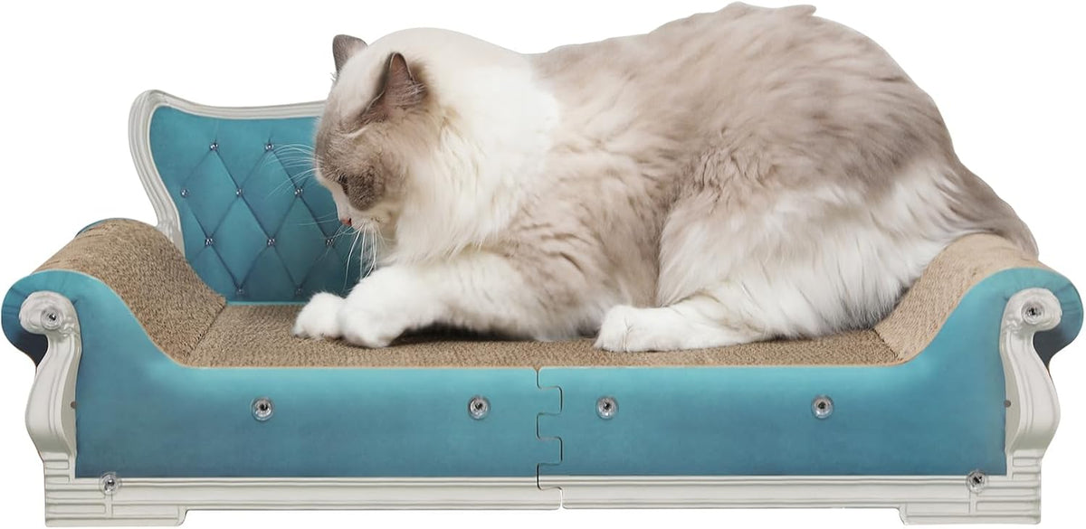 Cat Sofa Shape Scratch Pad for Large Medium Small Indoor Cats,Larger-Sized Recyclable Reversible Cardboard Cat Couch for Resting Claw Grinding and Playing