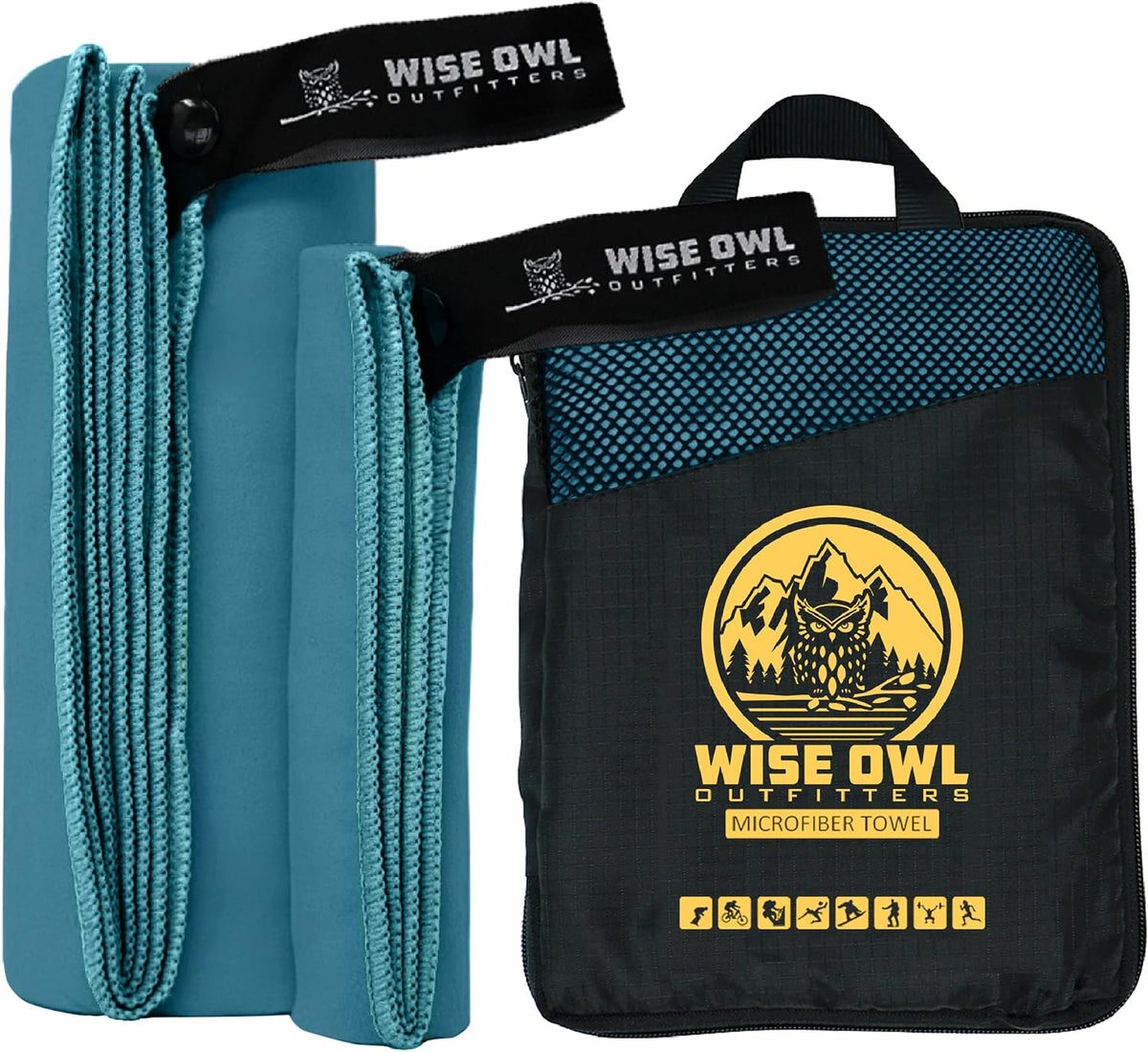 Wise Owl Outfitters Microfiber Camping Towel - Quick Dry Towel for Travel, Backpacking, Hiking, Beach, Gym & Yoga - Compact, Fast Drying & Lightweight