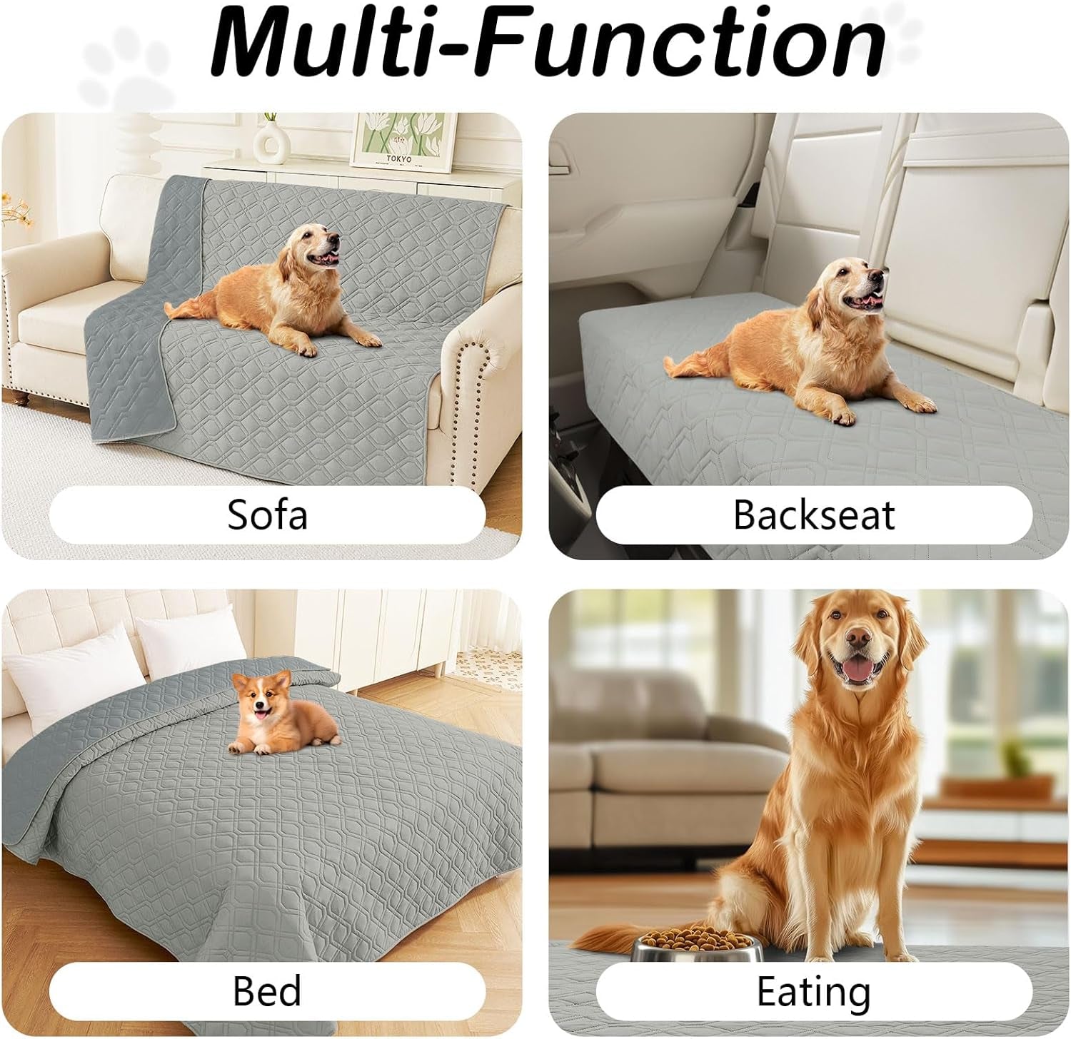 Hyha Waterproof Dog Bed Blanket, Soft Pet Blankets, Waterproof Couch Cover for Dogs, Reversible Sofa Covers Washable for Furniture (30X70 Inch, Grey/Dark Grey)