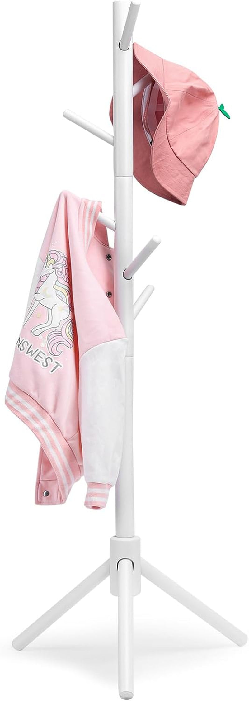 Cozivolife Kid'S Coat Rack Stand: Height Adjustable with 9 Hooks (White)