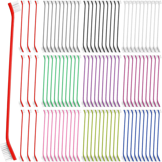 Honeydak 600 Pcs Dog Toothbrush Bulk Dual Headed Dental Brushes Dogs Tooth Brushing Kit Long Handle Pet Tooth Brush for Puppy Large Small Cats Most Pets Teeth Cleaning Dental Care Supplies, 15 Colors