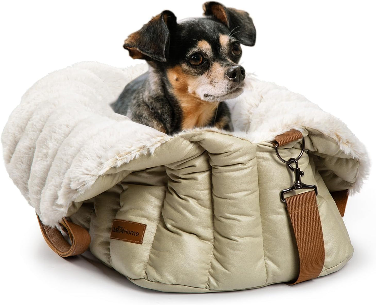 Clevahome Small Dog Car Seat, Cozy Fleece Dog Carriers for Small Dogs