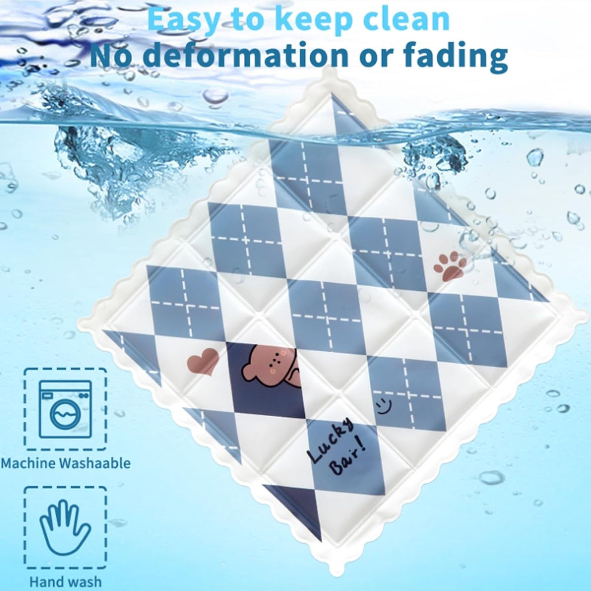 Dog Cooling Mat 13.7” X 13.7” Pet Summer Self-Cooling Pad for Dogs and Cats Non-Toxic Gel No Water or Electricity Needed Easy Washable