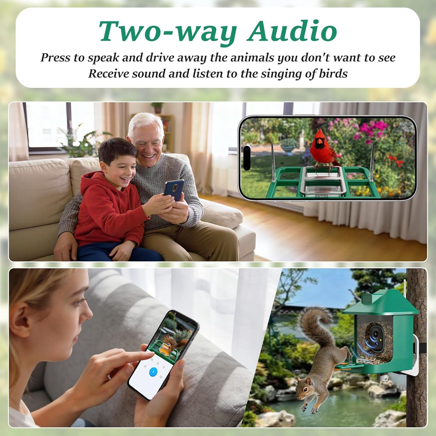Bird Feeder with Camera,2K Live View,Wifi Smart Bird House with Cam Solar Powered for Outdoor,Night Vision,Ai Identify,Auto Record Video,Real-Time App Alerts,Birdwatching Gifts for Family,Birds Lover