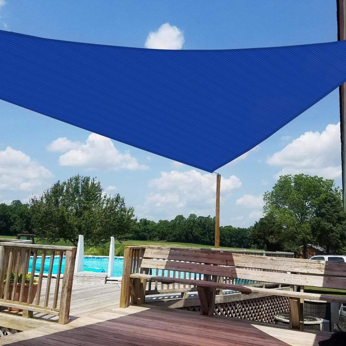 Windscreen4Less 16' X 16' X 16' Sun Shade Sail Triangle Outdoor Canopy Cover UV Block for Backyard Porch Pergola Deck Garden Patio (Blue)