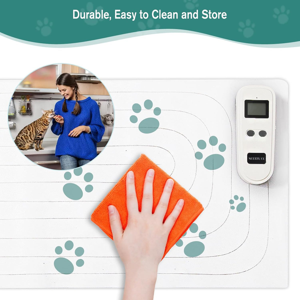 SEERWAY Rechargeable Scat Pet Shock Mat: 3 Training Modes with 3 Intensity