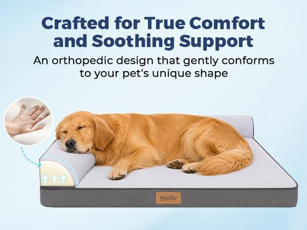 Cooling Dog Bed for Large Dogs, Orthopedic Dog Bed with Cooling Gel Mat, Removable Washable Cover, Waterproof Lining, Non-Slip Bottom, Summer Pet Bed for Sleeping, Size:40"*32"*8"