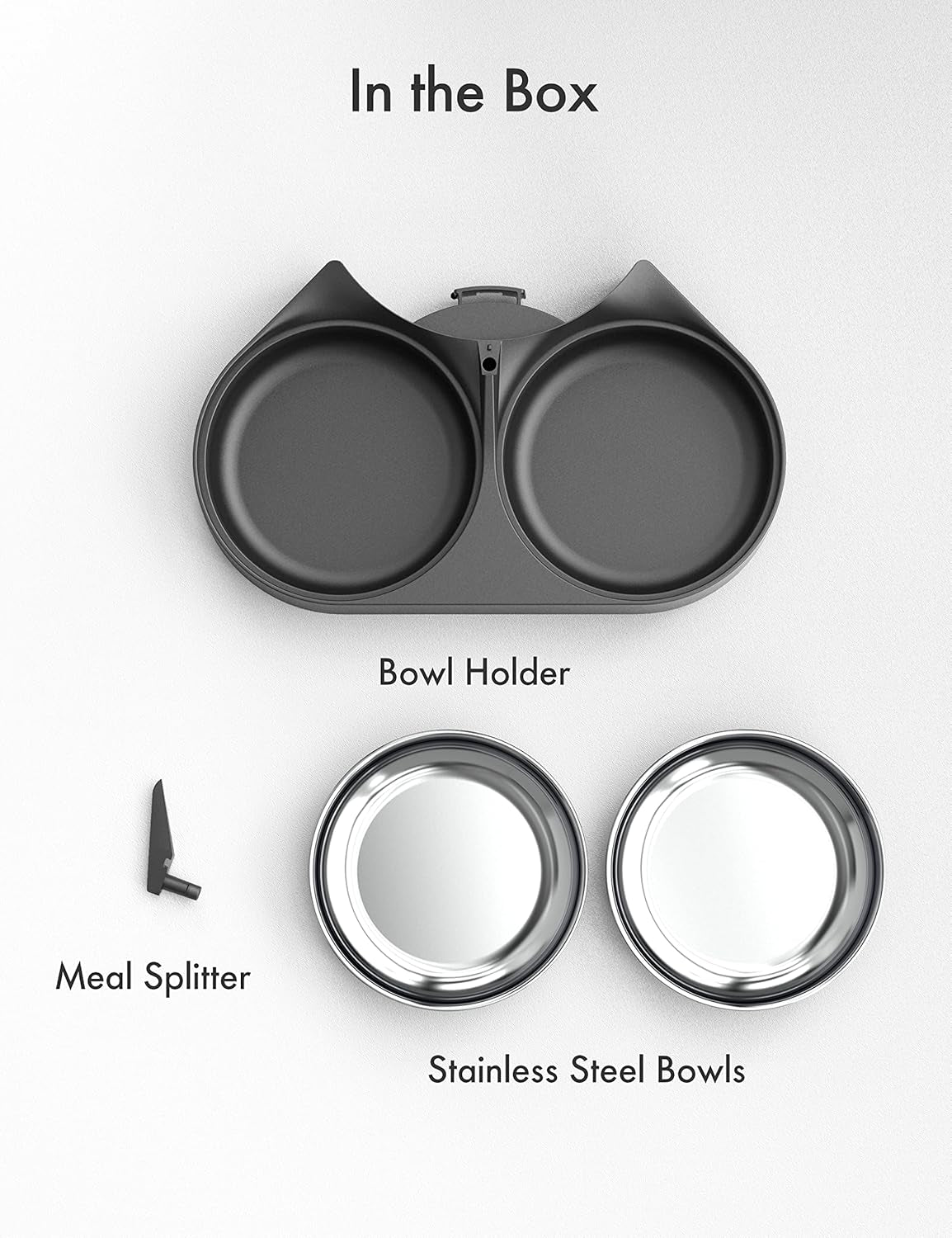 PETLIBRO Pet Food Splitter with Stainless Steel Bowls, Automatic Cat Feeder Bowls for Two Cats or Dogs, Suitable for PETLIBRO Automatic Cat Feeder PLAF005, PLAF006, PLAF103, PLAF203, Black