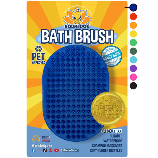 Bodhi Dog Shampoo Brush - Pet Grooming & Bath Supplies for Dogs and Cats - Bath Brush for Long & Short Hair - Premium Scrubber for Shower, Showerhead, Sprayer & Bathing (One Pack, Blue)
